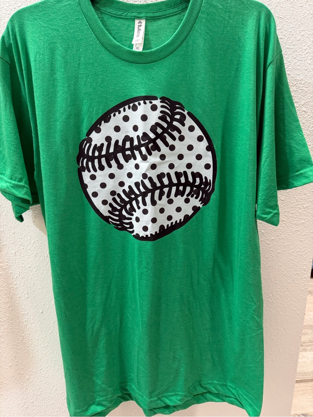 Kelly Green Polka Dot Baseball Graphic Tee